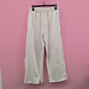 Victoria Secret PINK Wide Leg Split Hem Sweatpants XS Winter White